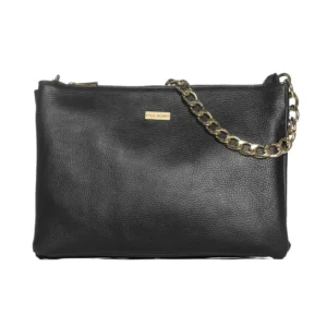 Bolso Marrón Bandolera con Aadena Dorada - Negro