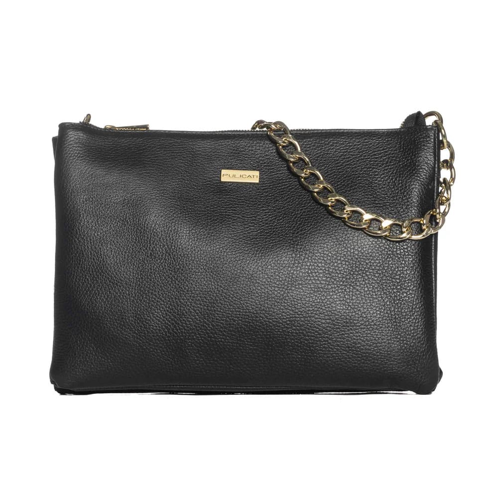 Bolso Negro  Bandolera con Cadena Dorada