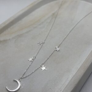 Cadena Luna y Estrellas Plata
