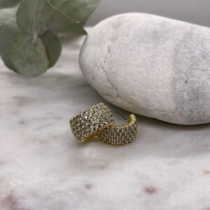 Pendientes Aros Pequeños con  Piedras Cristal Dorados