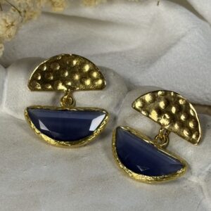 Pendientes Semi Circulos Azul Cielo