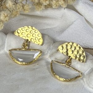 Pendientes Semi Circulos Blancos