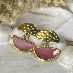 Pendientes Semi Circulos Rosados