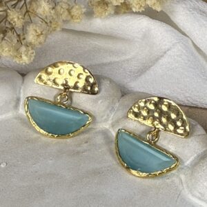 Pendientes Semi Circulos Azul Turquesa