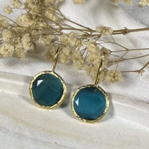 Pendientes Redondos con Piedra Esmeralda