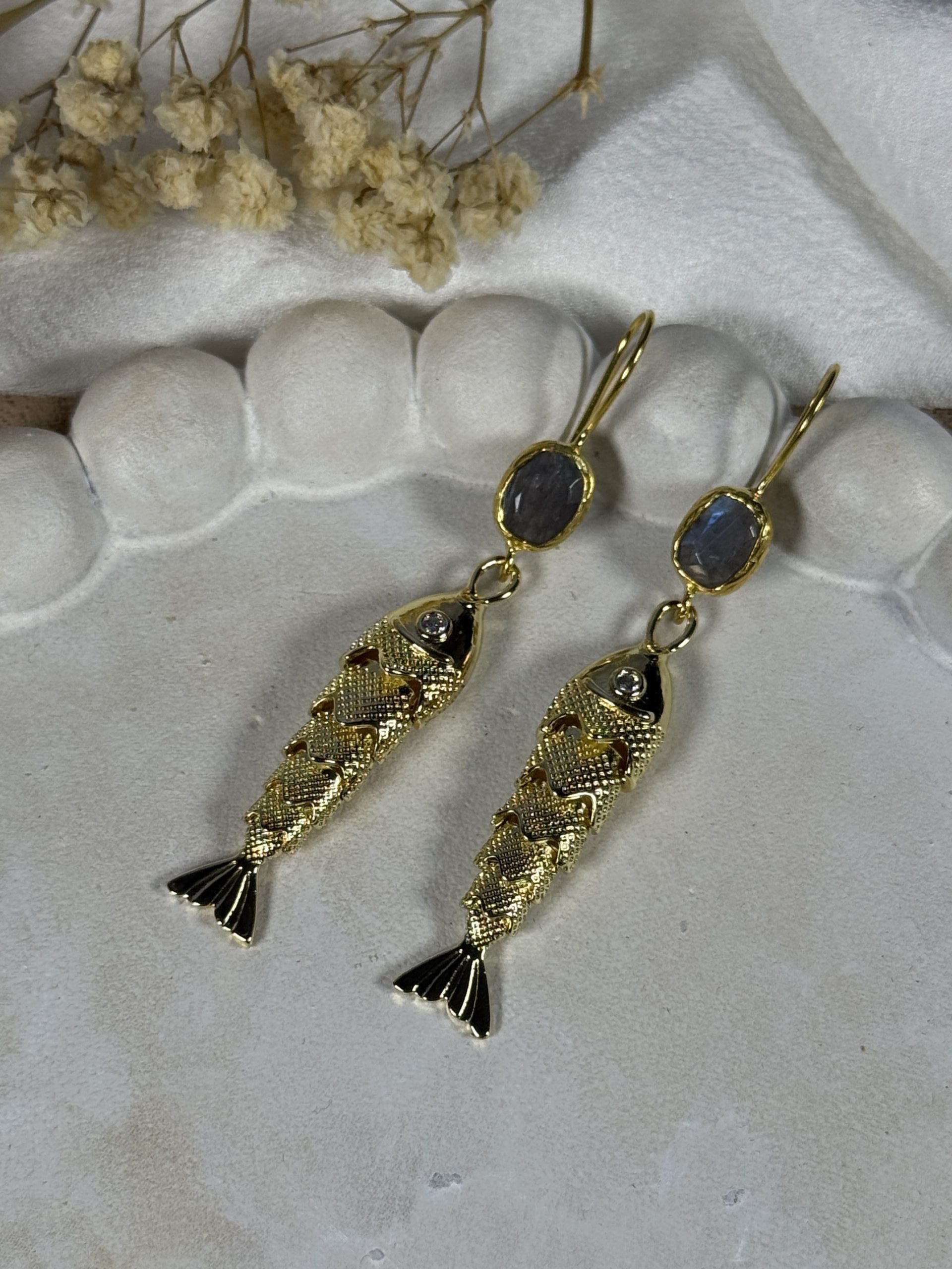 Pendientes Pez Dorado Gris