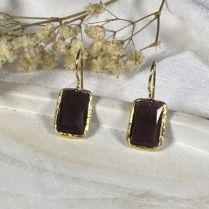Pendientes Rectangulares con Burdeos