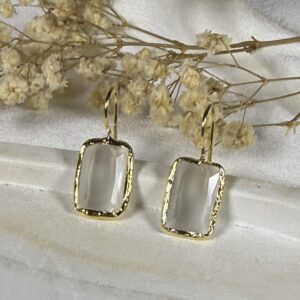 Pendientes Rectangulares con Piedra Transparentes