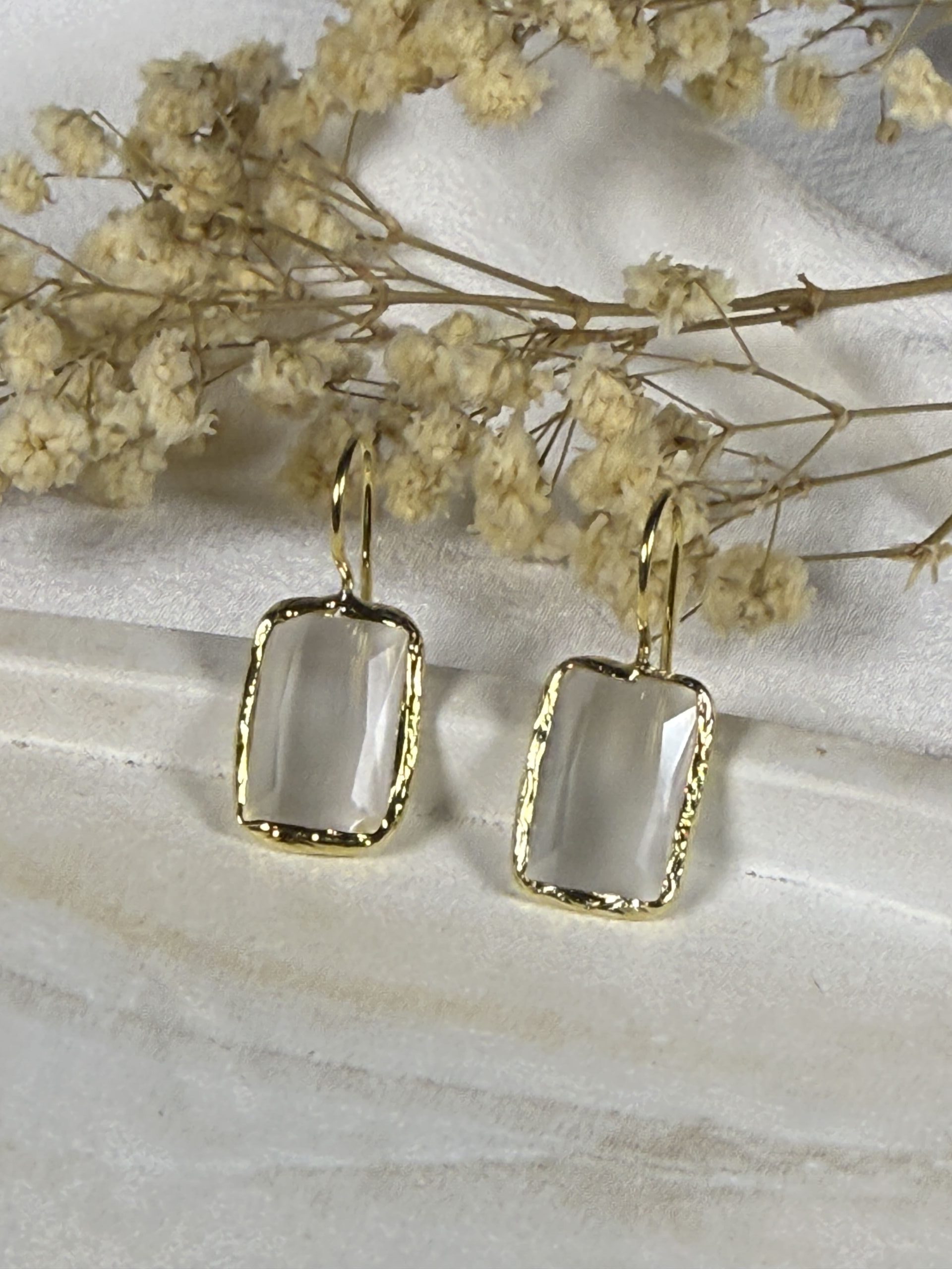 Pendientes Rectangulares con Piedra Transparentes