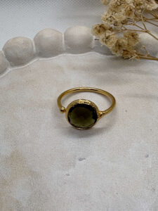 Anillo Piedra Verde Oliva Ajustable