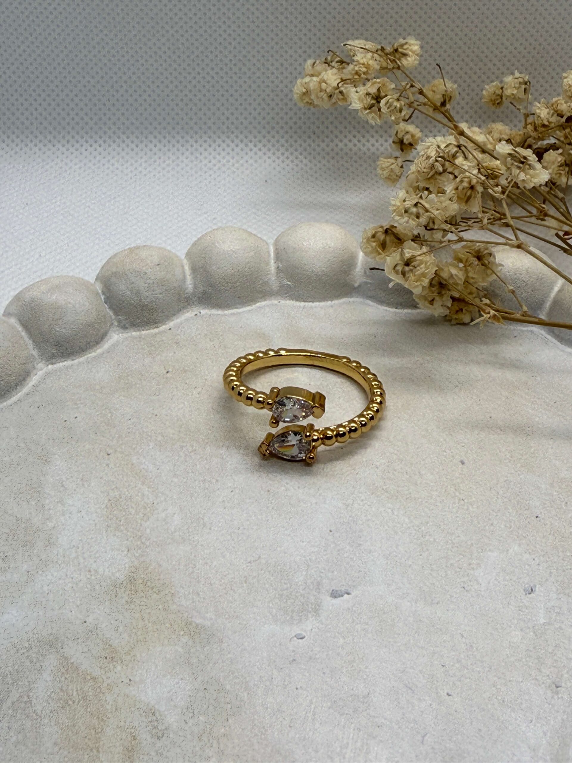 Anillo Piedras Azules y Verde Ajustable