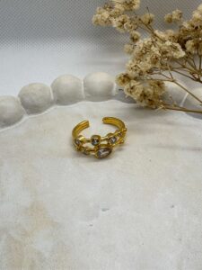 Anillo Brillantes Transparentes Ajustables
