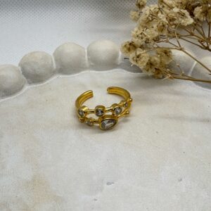 Anillo Brillantes Transparentes Ajustables